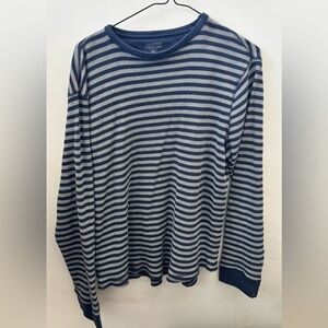 Obermeyer Navy and Gray Striped Top